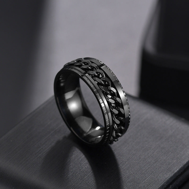 Men’s Rotating Chain "Cool" Titanium Ring