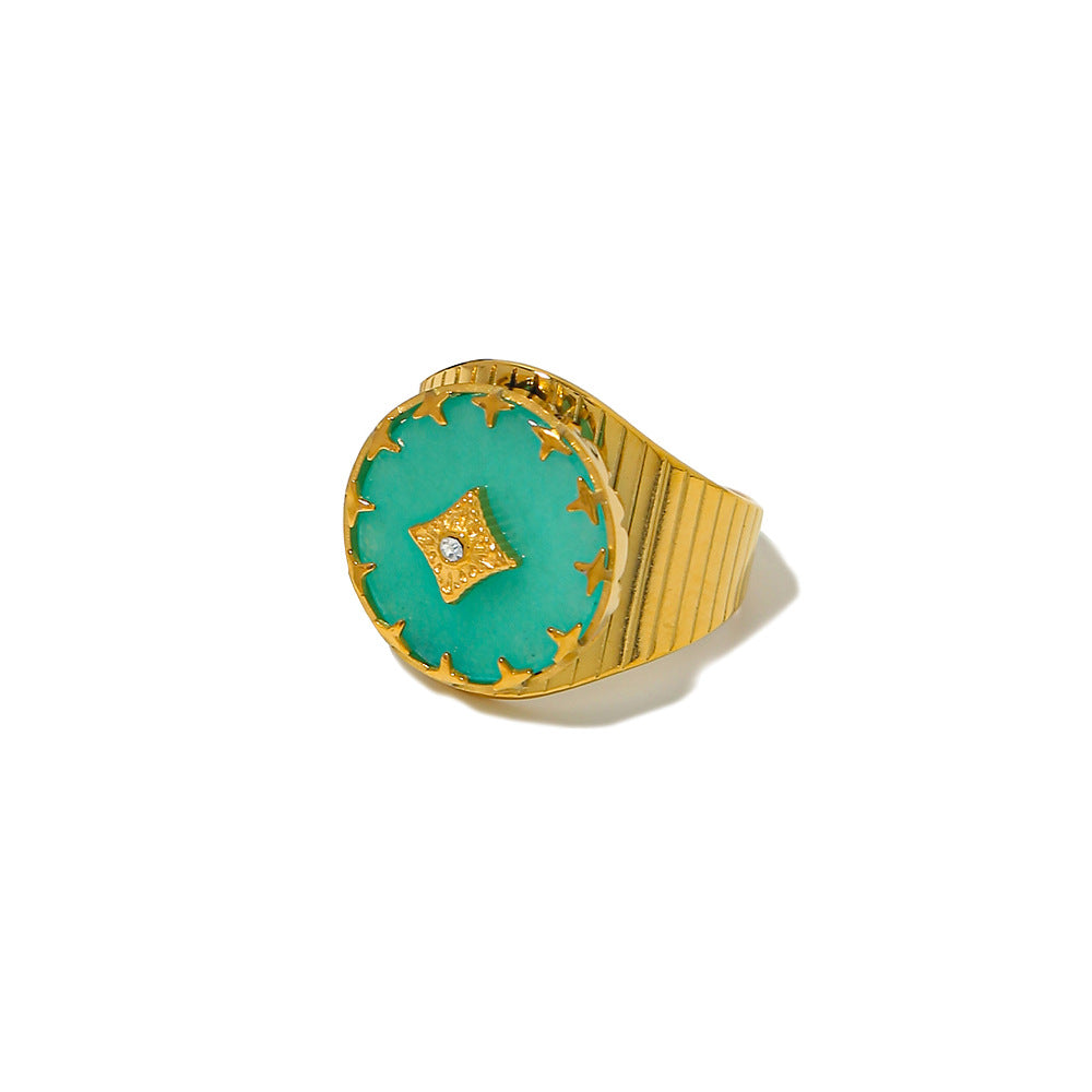 Retro Geometric Adjustable Titanium Ring