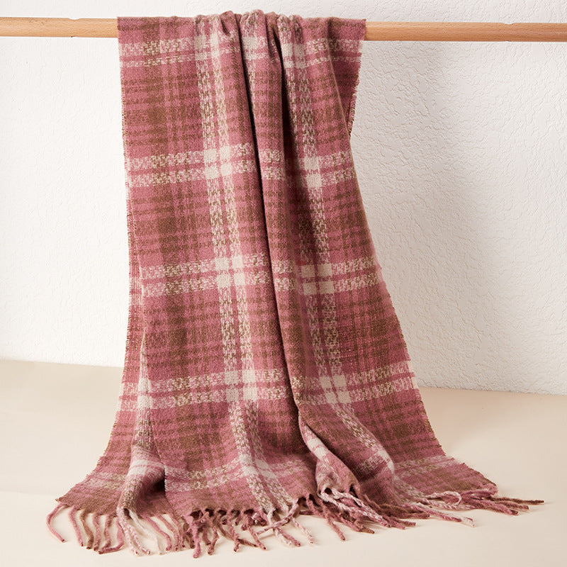 Chic Complexity: The Thickened Tassel Plaid Scarf
