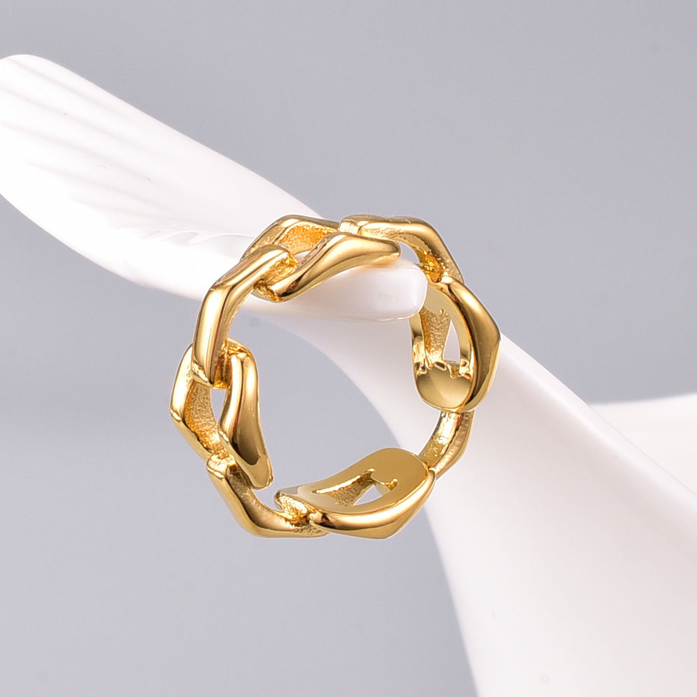 Temperament Interlocking Geometric Titanium Ring