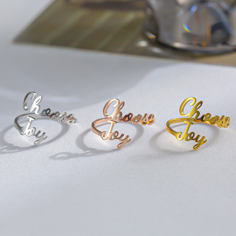 Fashion Letter Signature Titanium Ring