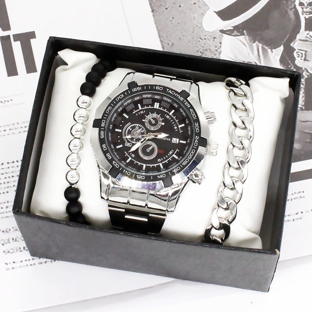 Men’s Quartz Watch & Dual Titanium Bracelet Gift Set