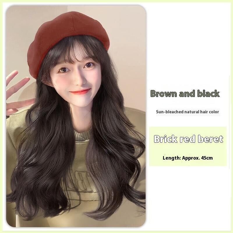 Effortless Allure: The Natural Finish Hat & Wig Duo