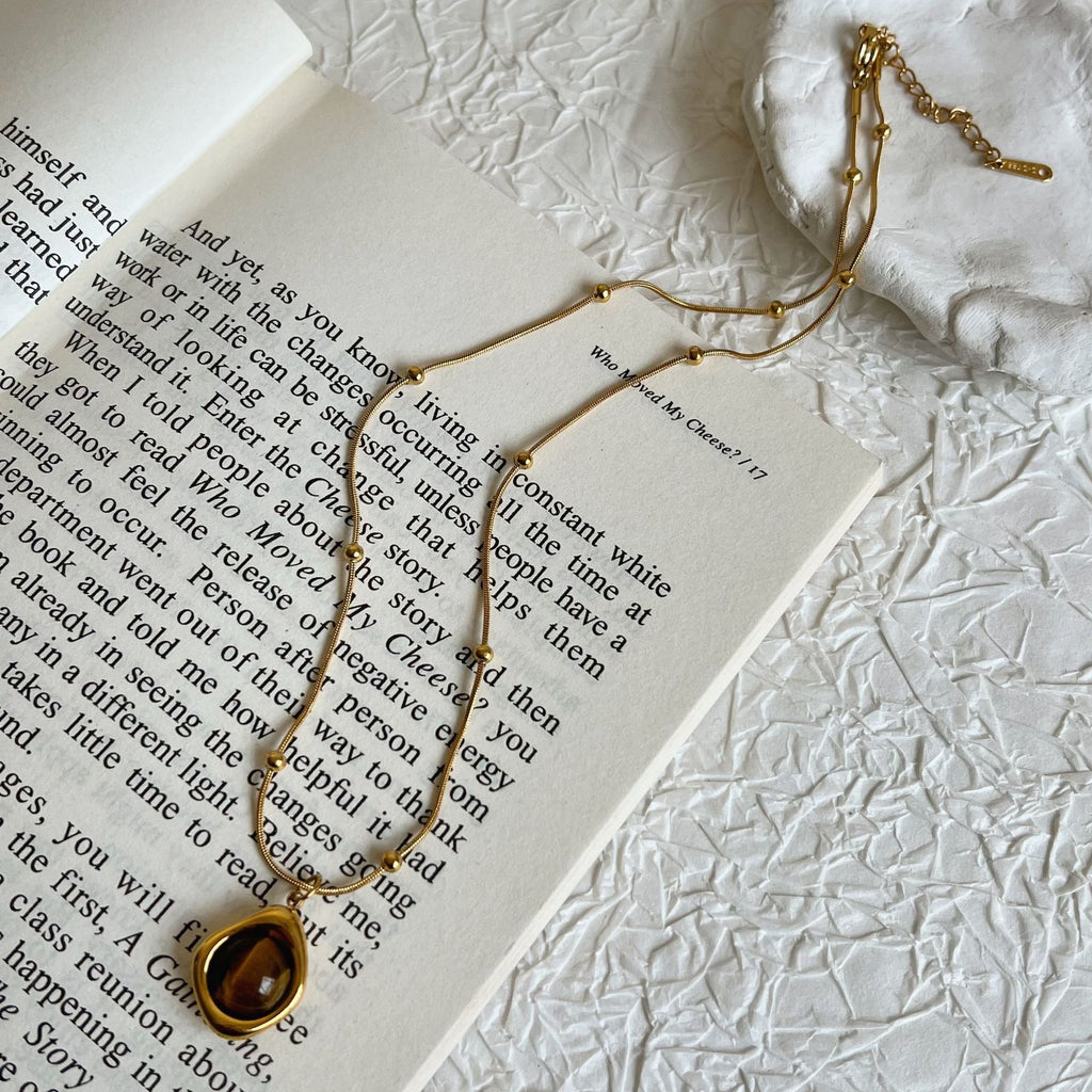 The Amber Soul – Tigereye & Titanium Statement Necklace