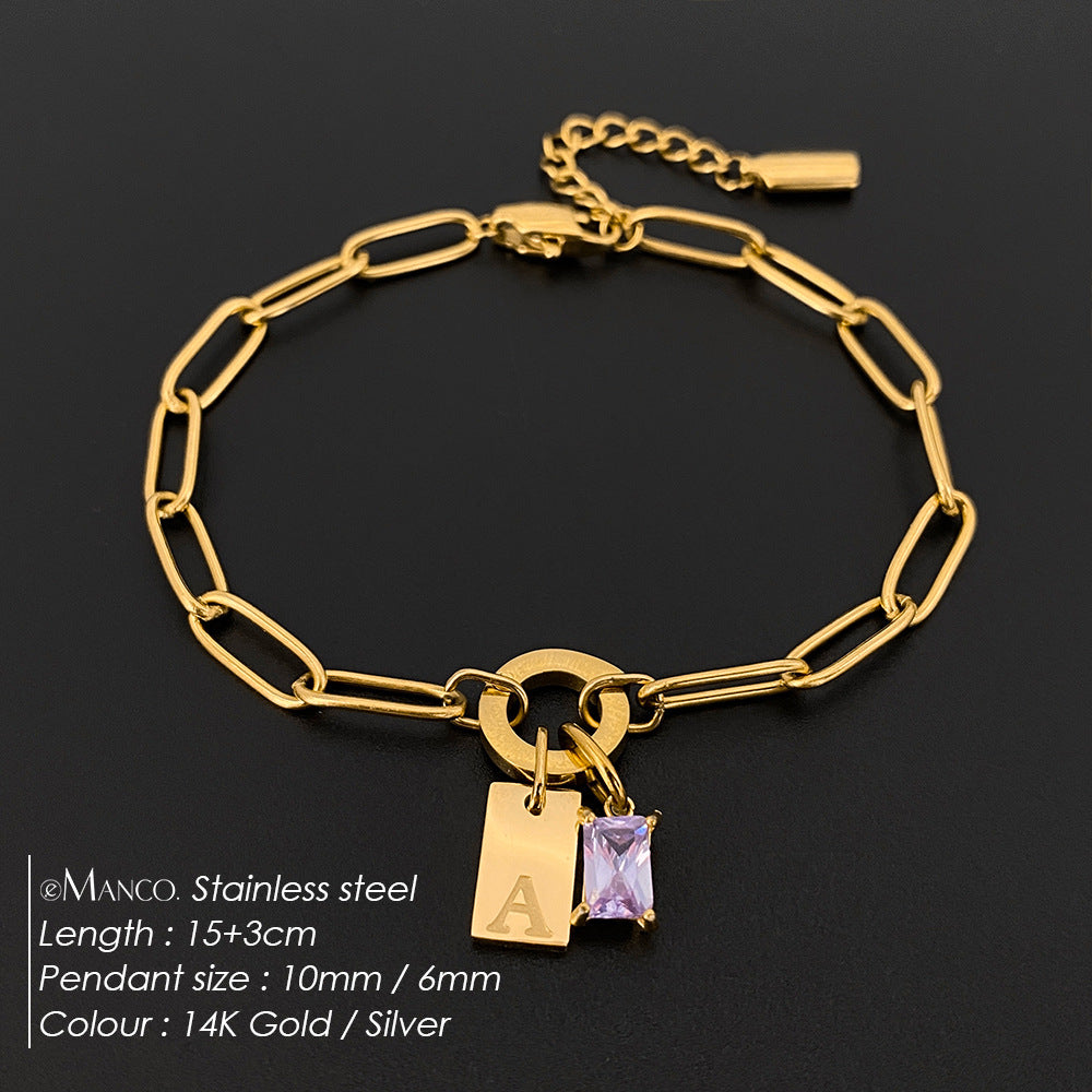 316L Stainless Steel Initial Letter Bracelet