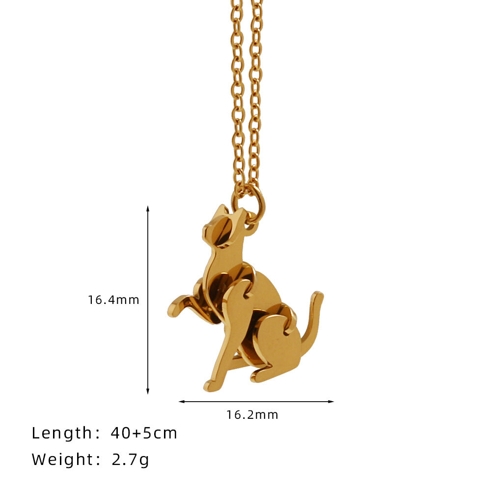 Titanium Steel Cat Puppy Necklace