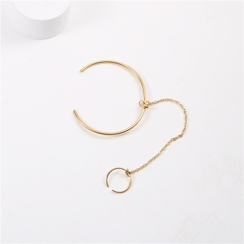 Women’s Geometric Titanium Bracelet-Ring Duo