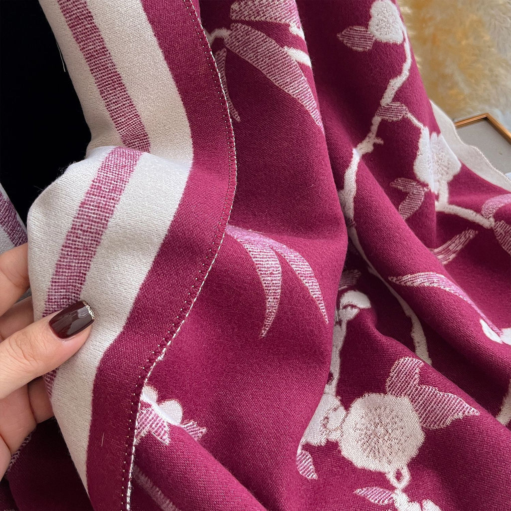 Cashmere-Touch Elegance: The Plum Blossom Winter Scarf
