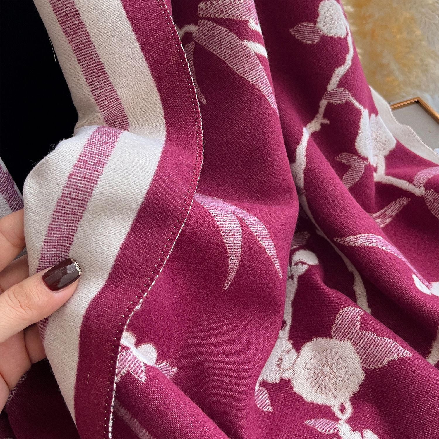 Cashmere-Touch Elegance: The Plum Blossom Winter Scarf