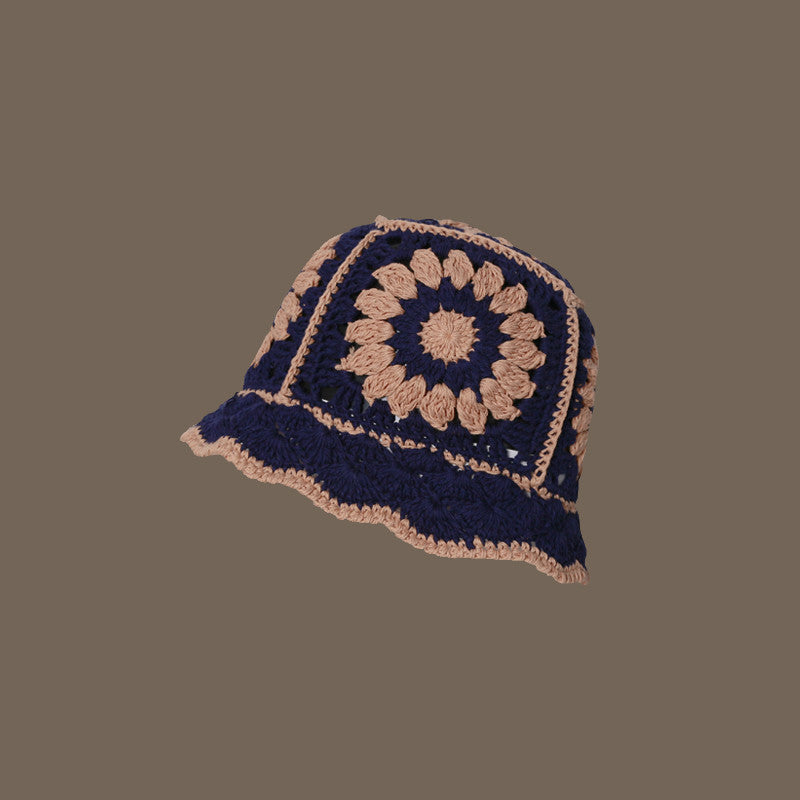 Coco Twoce Artisanal Bloom: Handmade Crochet Dual-Tone Bucket Hat