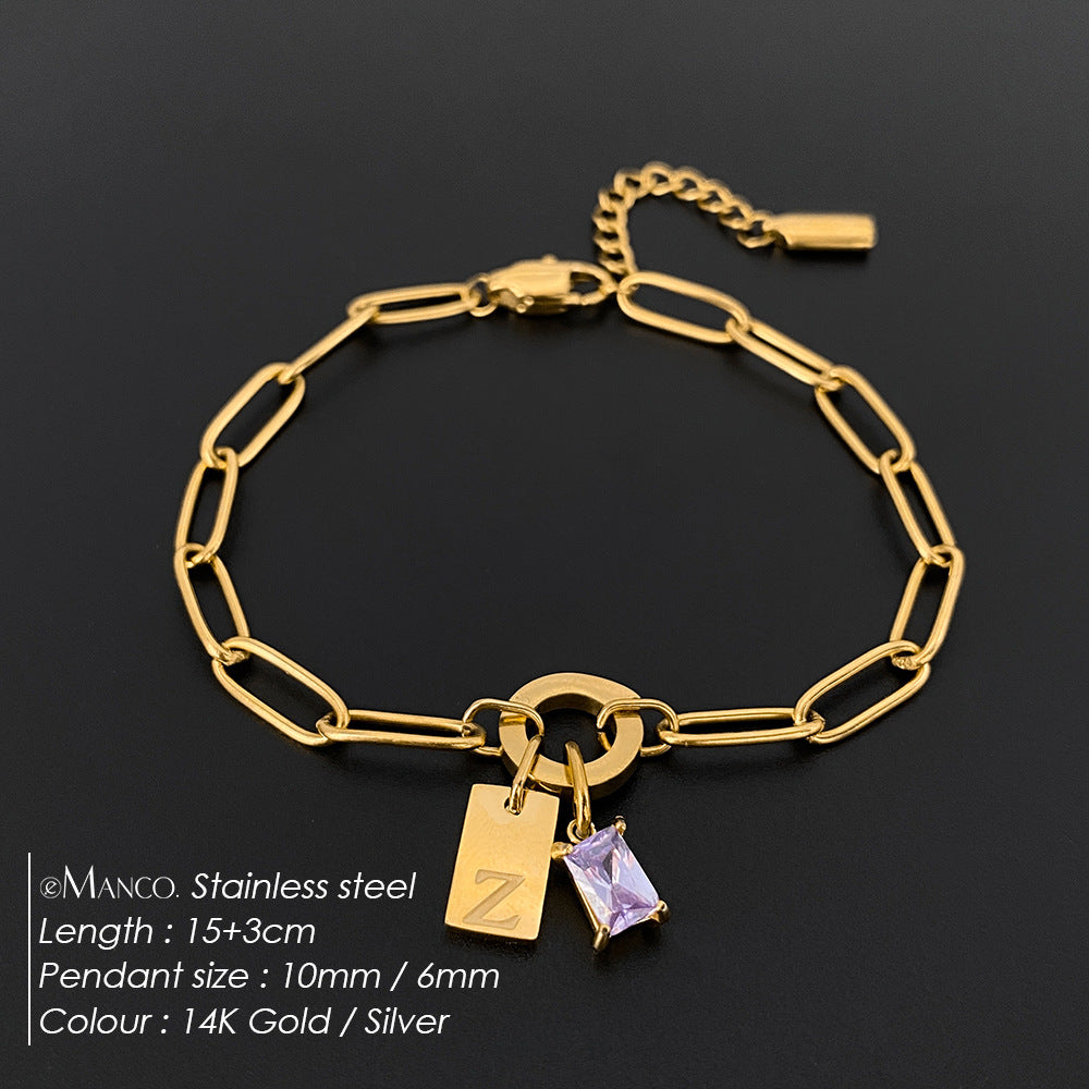 316L Stainless Steel Initial Letter Bracelet
