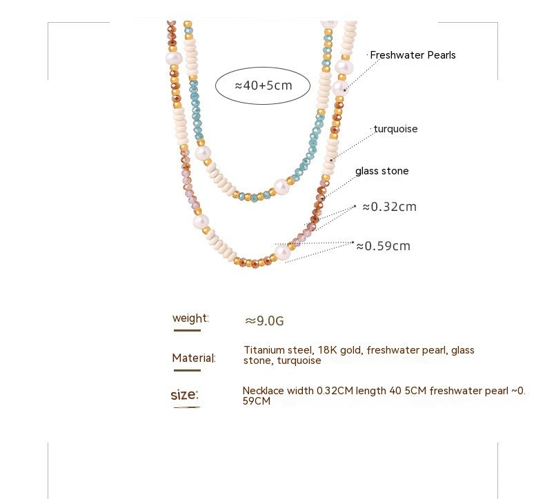 Serene Pearl & Stone Titanium Necklace