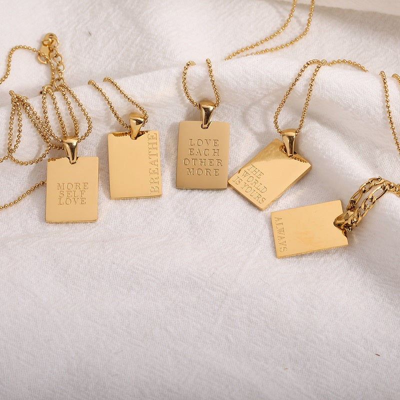 Inspirational Tag Pendant Necklace | Premium Titanium Collection