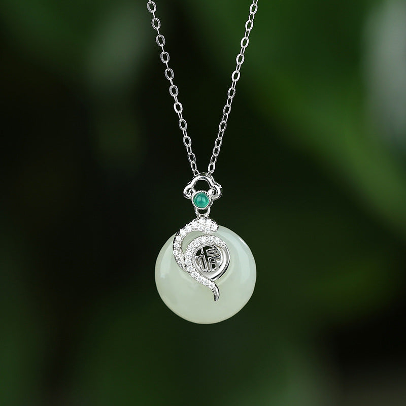 Product Title: The Serpent’s Wisdom: 925 Sterling Silver Hetian Jade Heritage Necklace
