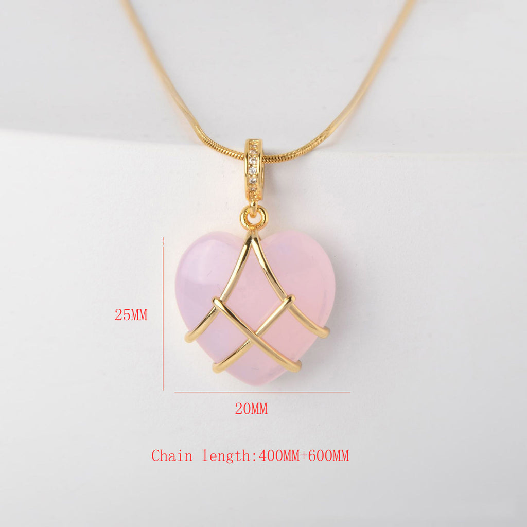 Titanium Steel Zircon Heart Necklace