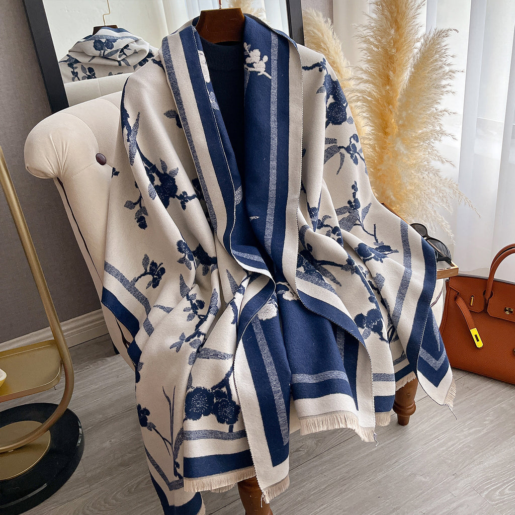 Cashmere-Touch Elegance: The Plum Blossom Winter Scarf