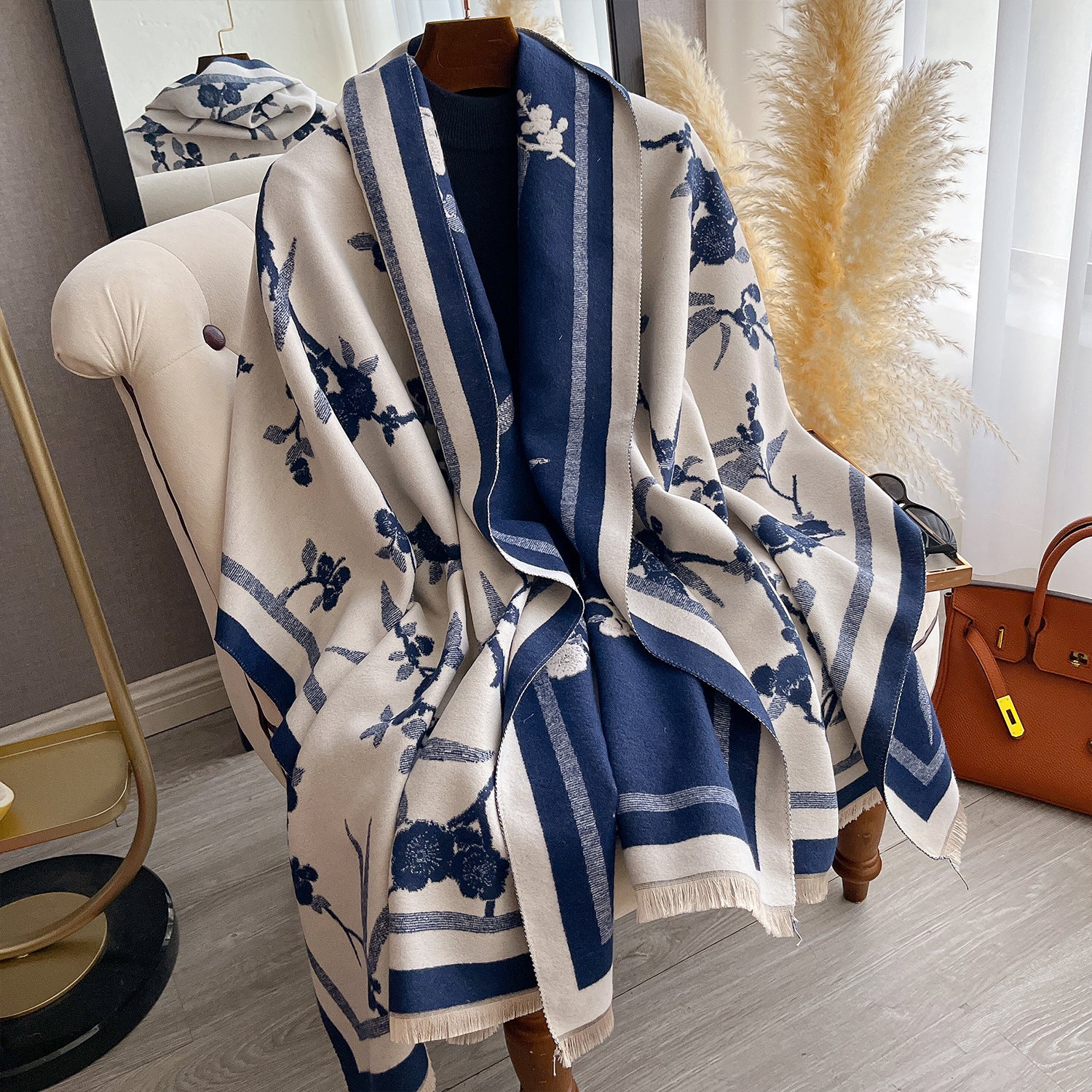 Cashmere-Touch Elegance: The Plum Blossom Winter Scarf