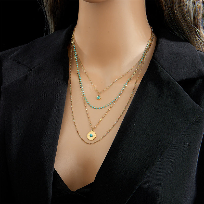 Irregular Geometric Round Necklace | Premium Titanium Collection