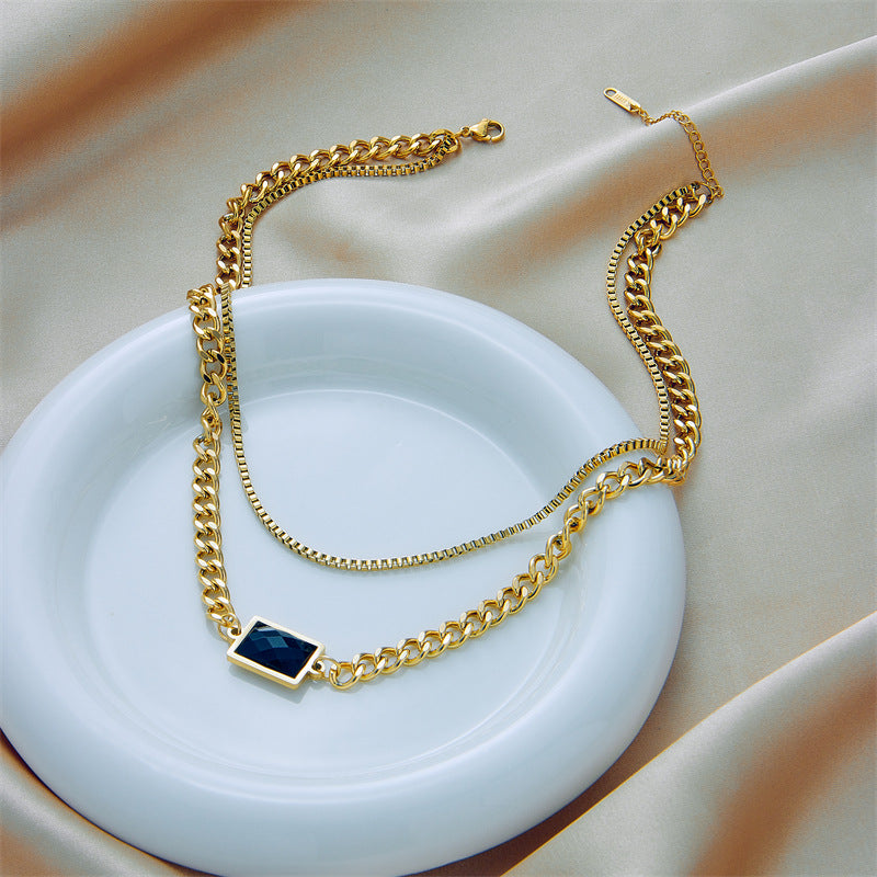 Double Layered Chain Necklace | Premium Titanium Collection