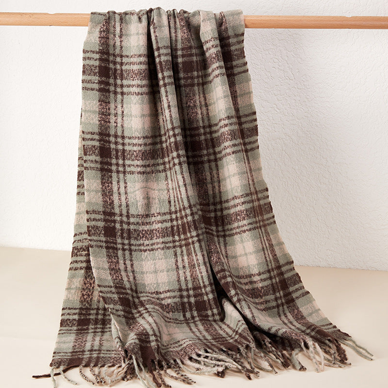 Chic Complexity: The Thickened Tassel Plaid Scarf