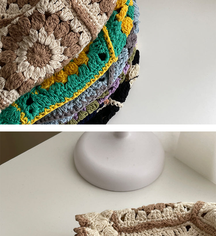 Coco Twoce Artisanal Bloom: Handmade Crochet Dual-Tone Bucket Hat