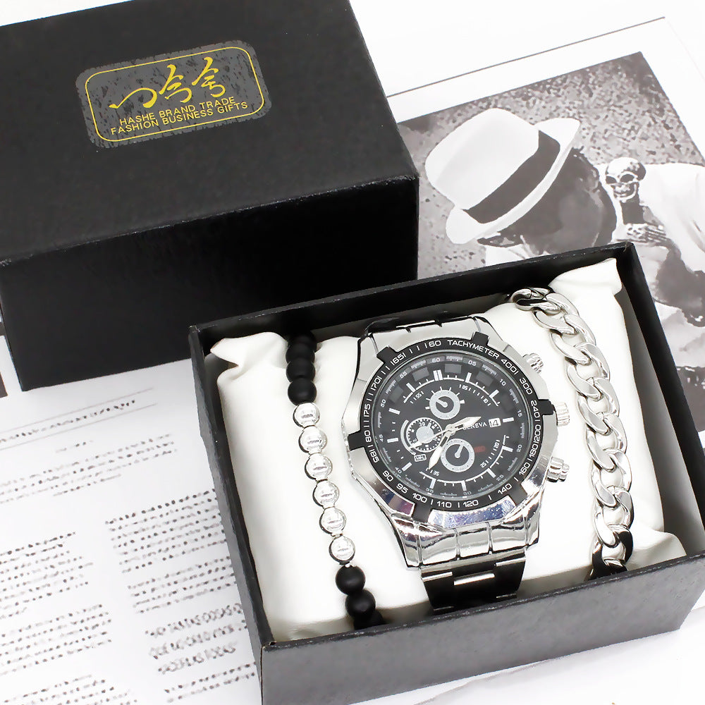 Men’s Quartz Watch & Dual Titanium Bracelet Gift Set