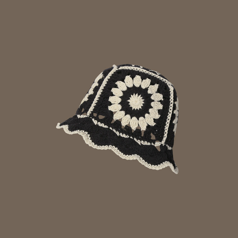 Coco Twoce Artisanal Bloom: Handmade Crochet Dual-Tone Bucket Hat