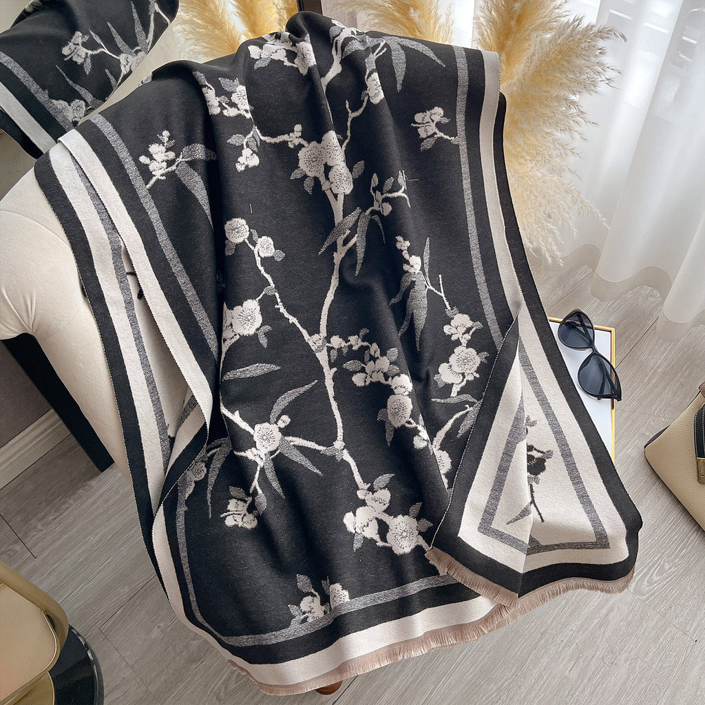 Cashmere-Touch Elegance: The Plum Blossom Winter Scarf