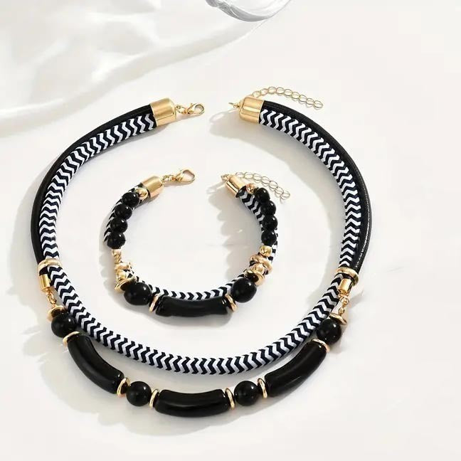 Urban Edge: 316L Stainless Steel Double-Layer Braided Set (Necklace & Bracelet)