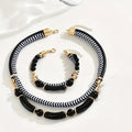Urban Edge: 316L Stainless Steel Double-Layer Braided Set (Necklace & Bracelet)