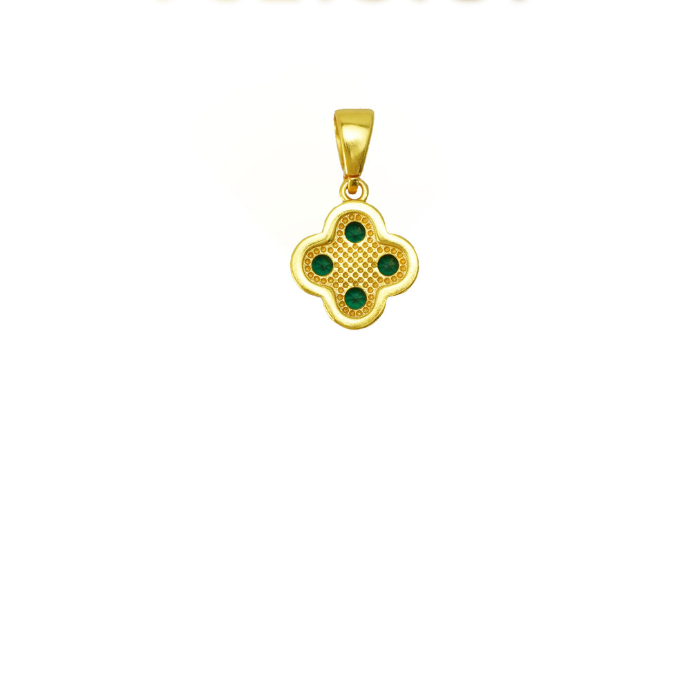24K Gold Lucky Green Clover Necklace
