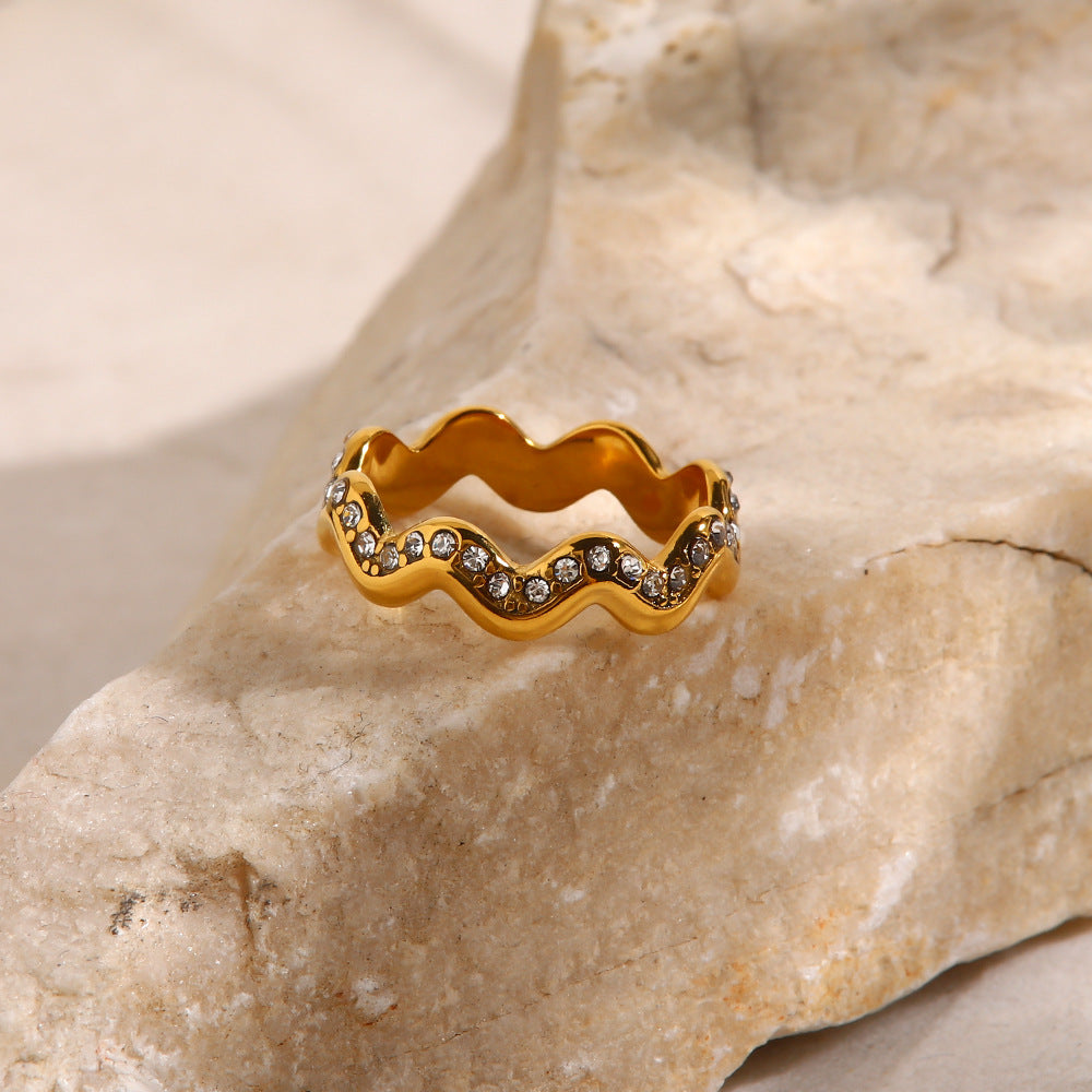 18K Gold Plated "INS Style" Geometric Ring