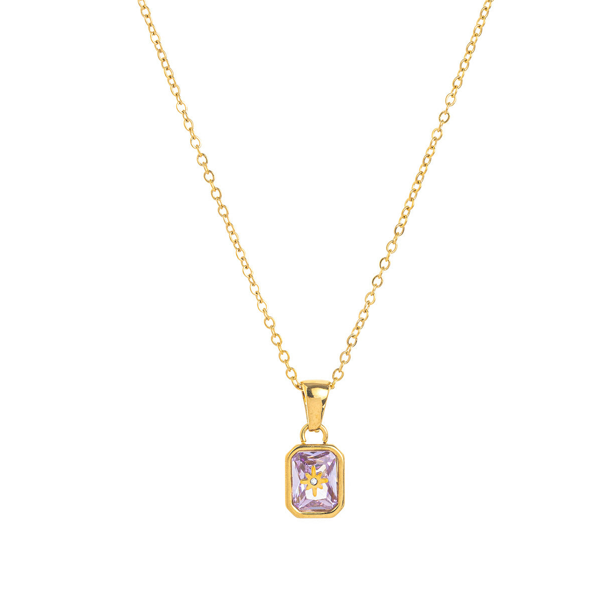 Titanium Steel Birthstones Necklace Pendant