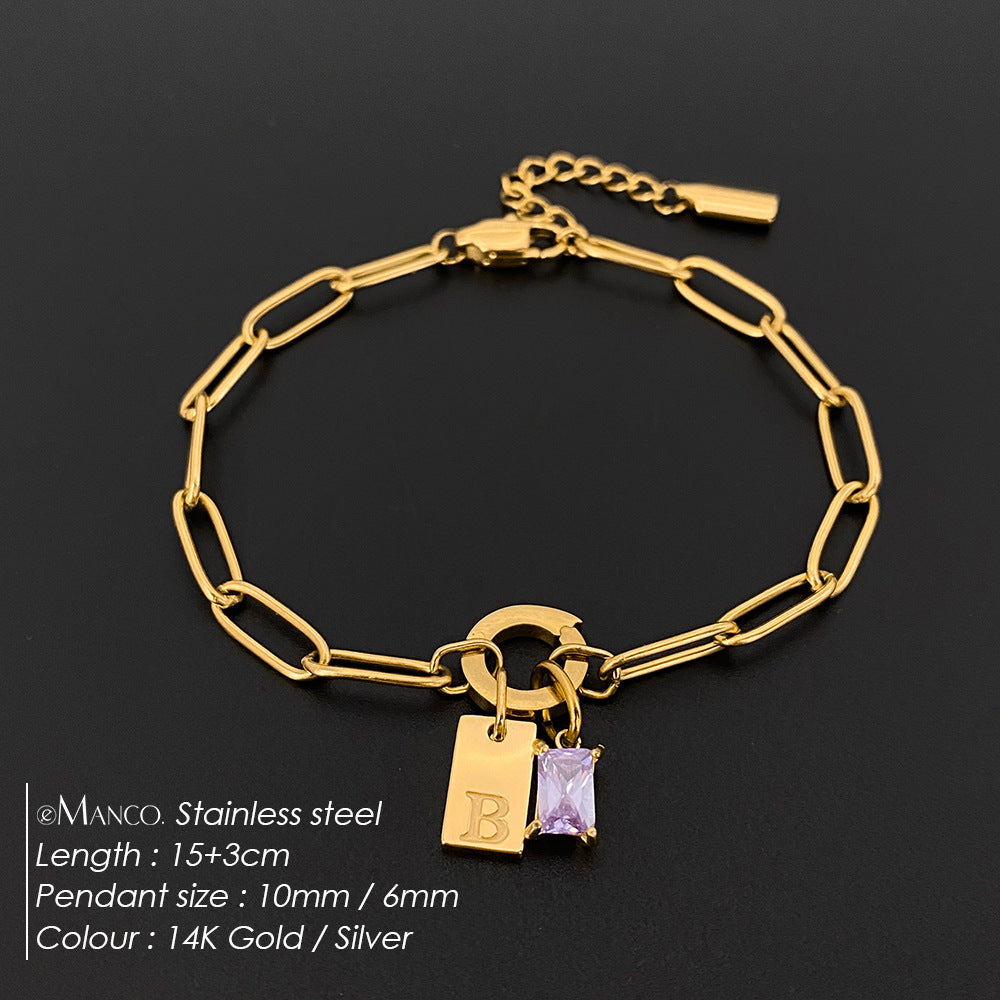 316L Stainless Steel Initial Letter Bracelet