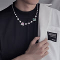 The Ethereal Pearl: Cross & Ghost Titanium Necklace