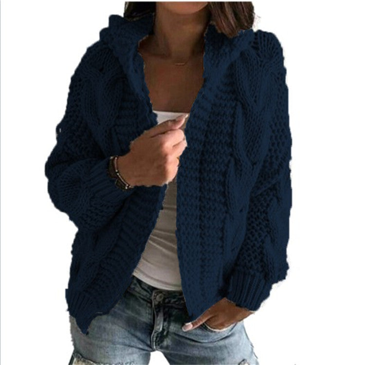 Coco Twoce Heritage Twist: British Style Chunky Knit Cardigan