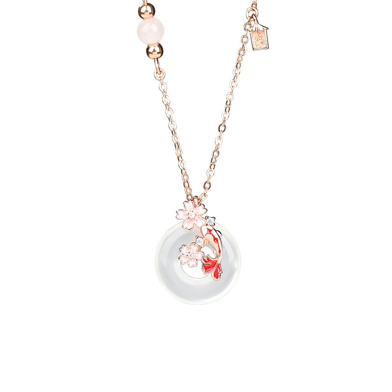 Zen Serenity: 925 Sterling Silver Koi & Peace Buckle Pendant