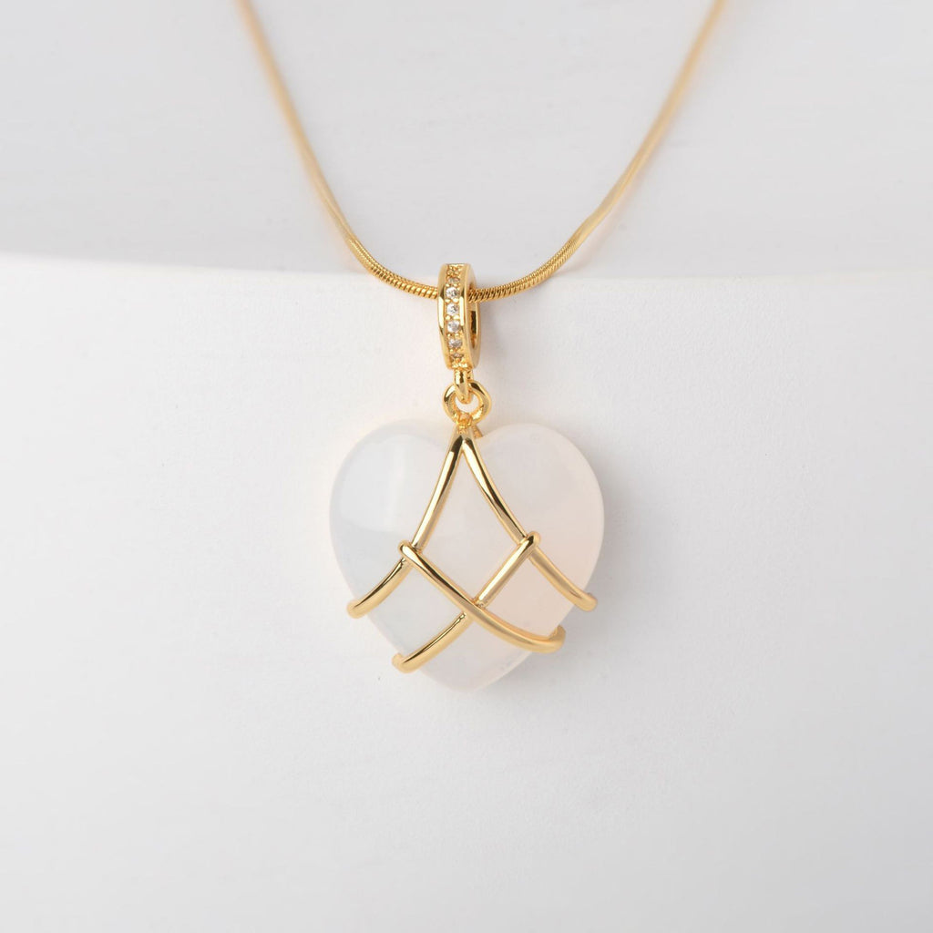 Titanium Steel Zircon Heart Necklace