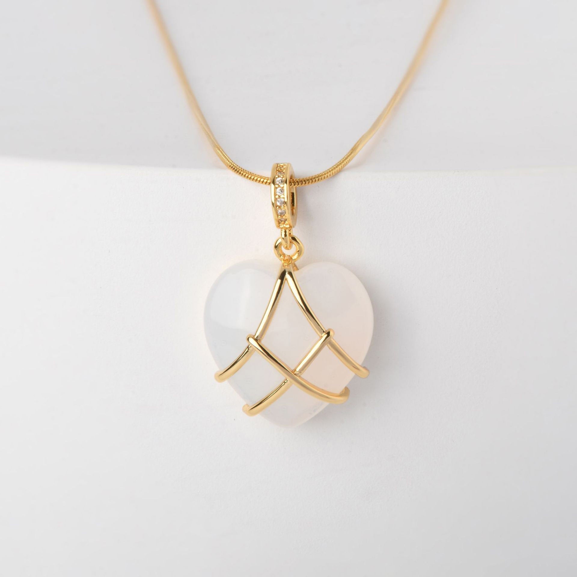 Titanium Steel Zircon Heart Necklace