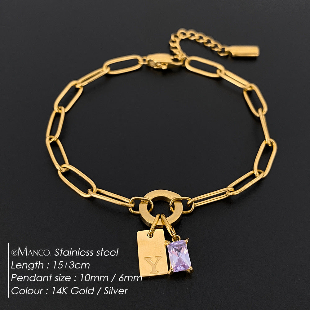 316L Stainless Steel Initial Letter Bracelet