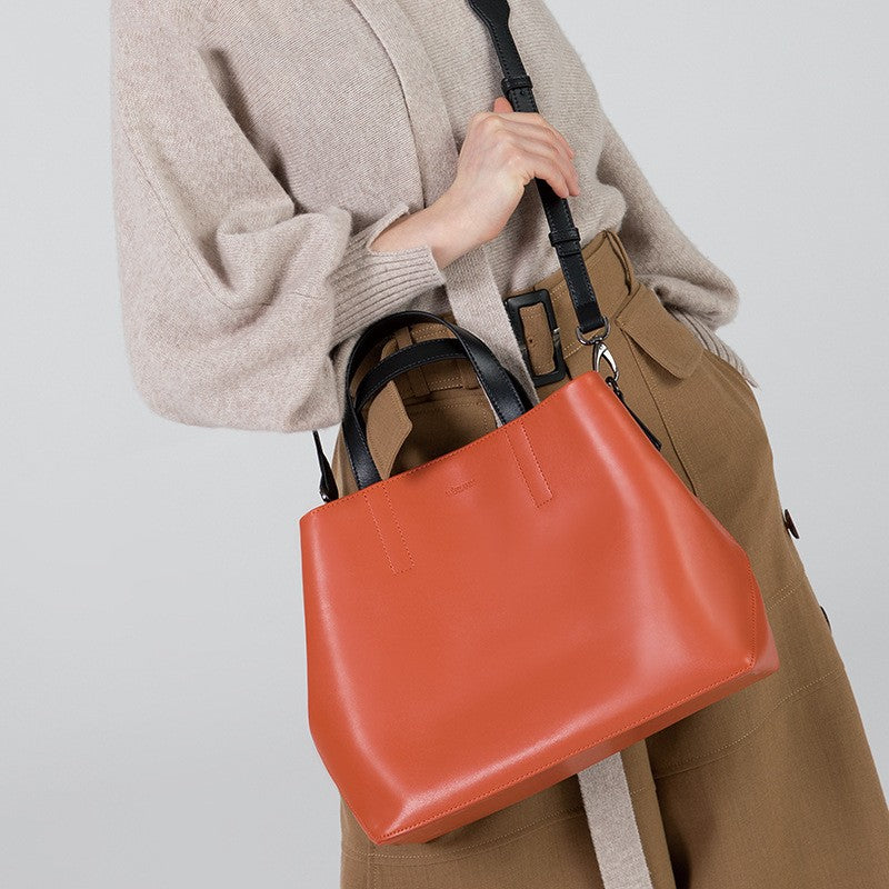 The Prism: Color-Block Leather Bucket Bag