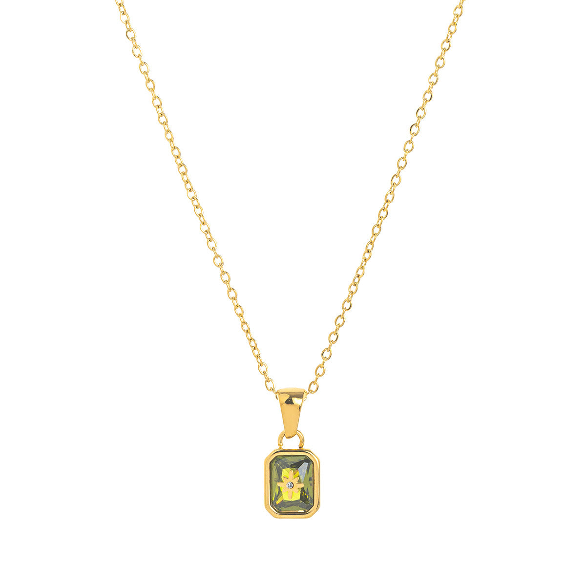 Titanium Steel Birthstones Necklace Pendant